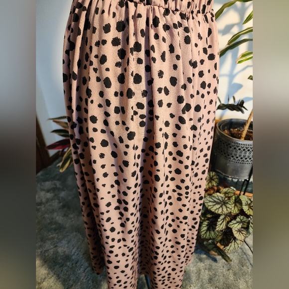 Shein long skirt, black polka dot and mauve, small - Picture 3 of 7